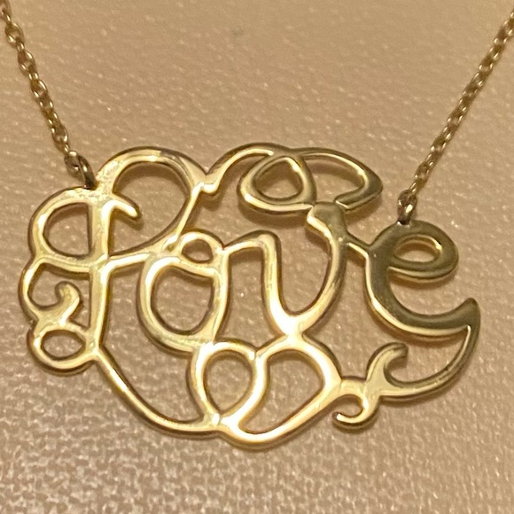NEW Argento Vivo Sterling Silver w/ 18k Gold Plate ‘Love’ Monogram Necklace - Picture 3 of 7